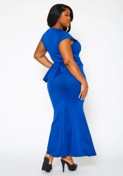 Plus Size Asymmetric Peplum Mermaid Hem Gown -Curve Elegance Shop 2022398 001 4
