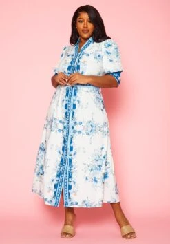 Plus Size Oriental Floral Print Maxi Dress -Curve Elegance Shop 2022402 001 2