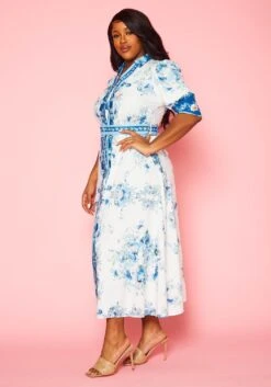 Plus Size Oriental Floral Print Maxi Dress -Curve Elegance Shop 2022402 001 3
