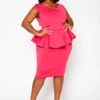 Plus Size Sleeveless V Neck Peplum Dress -Curve Elegance Shop 2022411 004 0