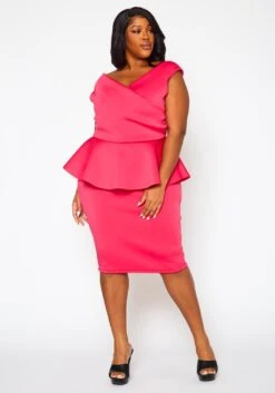 Plus Size Sleeveless V Neck Peplum Dress 10 Plus Size Sleeveless V Neck Peplum Dress -Curve Elegance Shop 2022411 004 2