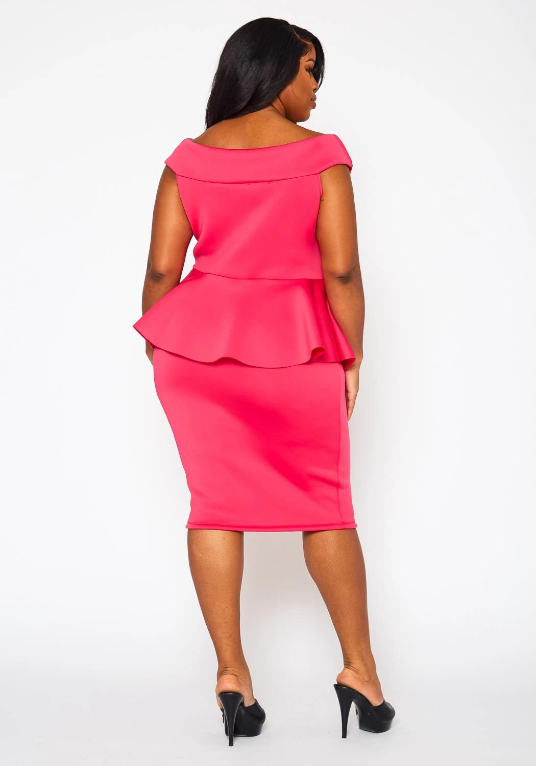 Plus Size Sleeveless V Neck Peplum Dress 7 Plus Size Sleeveless V Neck Peplum Dress - Image 5