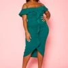 Plus Size Off Shoulder Drape Front Cocktail Dress -Curve Elegance Shop 2022414 002 0