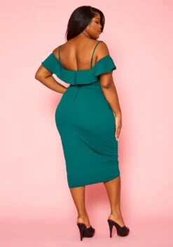 Plus Size Off Shoulder Drape Front Cocktail Dress -Curve Elegance Shop 2022414 002 4