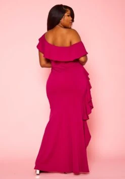 Plus Size Ruffle Trim High Low Gown -Curve Elegance Shop 2022415 002 4