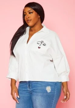 Plus Size Pocket Print Collar Neck Shirt -Curve Elegance Shop 2022428 001 3