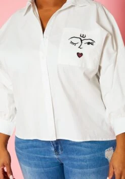 Plus Size Pocket Print Collar Neck Shirt -Curve Elegance Shop 2022428 001 5