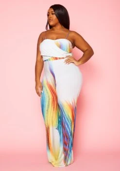 Plus Size Abstract Pattern Cami Jumpsuit -Curve Elegance Shop 2022431 001 4