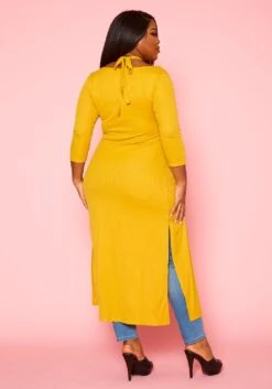 Plus Size Split Hem Longline Top -Curve Elegance Shop 2022436 002 3