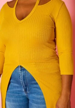 Plus Size Split Hem Longline Top -Curve Elegance Shop 2022436 002 4