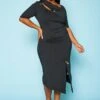 Plus Size Safety Pin Front Slit Bodycon Dress -Curve Elegance Shop 2022438 001 1
