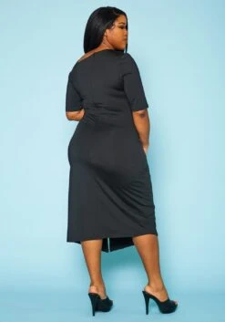Plus Size Safety Pin Front Slit Bodycon Dress -Curve Elegance Shop 2022438 001 4