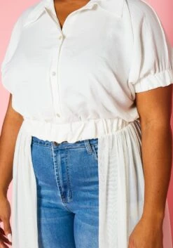 Plus Size Collar Neck Tulle Longline Top -Curve Elegance Shop 2022447 001 5