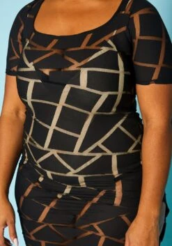 Plus Size Geometric Print Mesh Dress -Curve Elegance Shop 2022448 001 6