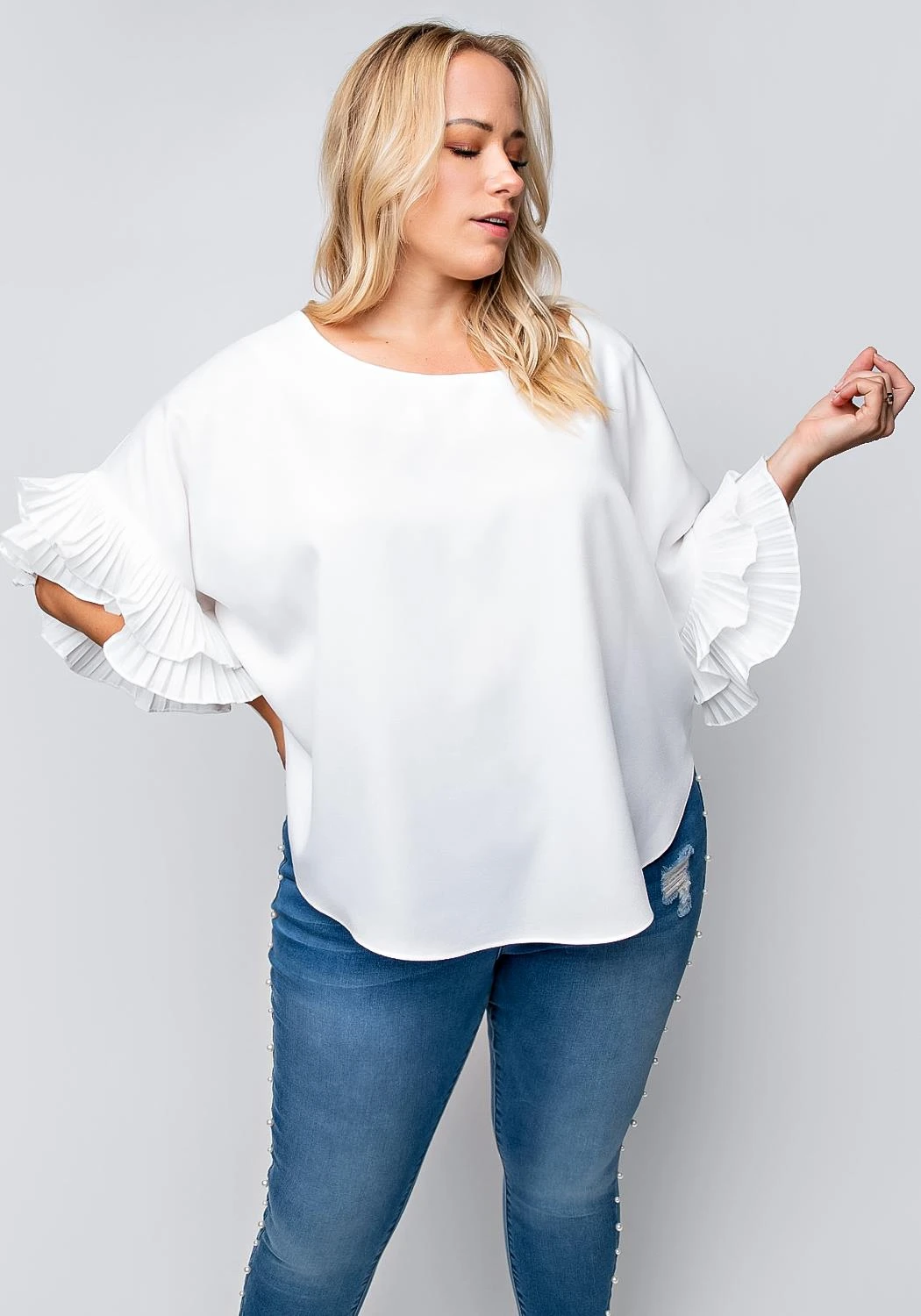 Plus Size Accordion Sleeve Blouse 3 Plus Size Accordion Sleeve Blouse