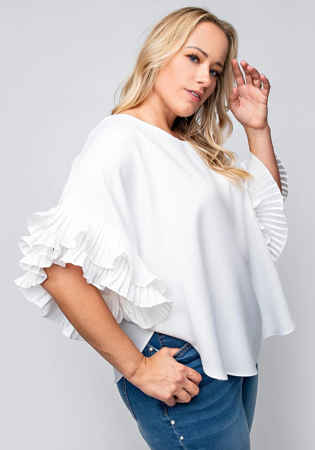 Plus Size Accordion Sleeve Blouse 4 Plus Size Accordion Sleeve Blouse - Image 2