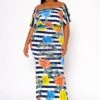 Plus Size Floral Striped Fit & Flare Maxi Dress 1 Plus Size Floral Striped Fit & Flare Maxi Dress -Curve Elegance Shop 2022457 001 0
