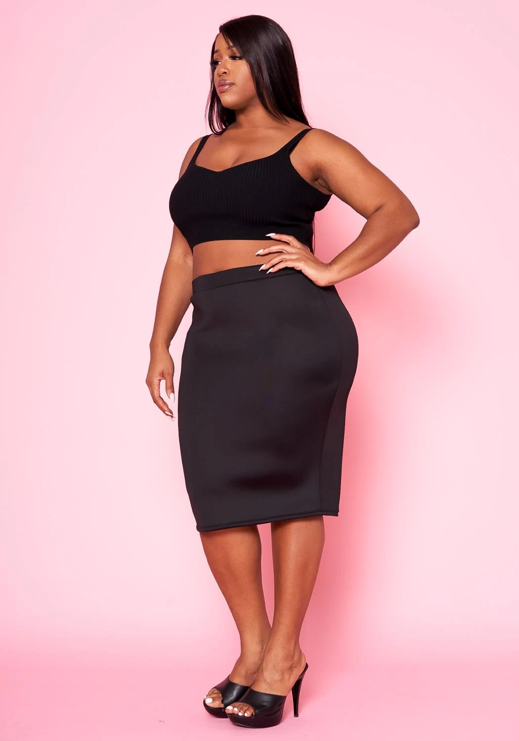 Plus Size High Waist Pencil Skirt 5 Plus Size High Waist Pencil Skirt - Image 3