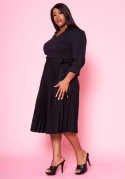 Plus Size Pleated Fit & Flare Midi Dress -Curve Elegance Shop 2022467 001 3