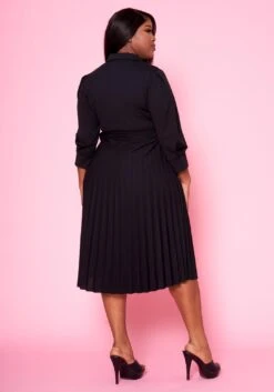 Plus Size Pleated Fit & Flare Midi Dress -Curve Elegance Shop 2022467 001 4