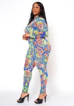 Plus Size Butterfly Print Fitted Jumpsuit -Curve Elegance Shop 2022473 001 3