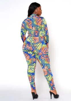 Plus Size Butterfly Print Fitted Jumpsuit -Curve Elegance Shop 2022473 001 4