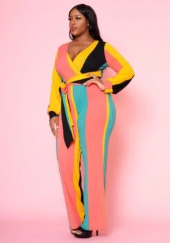 Plus Size Multi Color Ribbed Jumpsuit -Curve Elegance Shop 2022474 001 2
