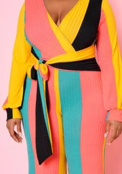 Plus Size Multi Color Ribbed Jumpsuit -Curve Elegance Shop 2022474 001 4