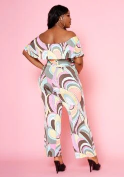 Plus Size Abstract Pattern Off Shoulder Jumpsuit -Curve Elegance Shop 2022478 001 4