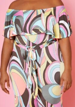 Plus Size Abstract Pattern Off Shoulder Jumpsuit -Curve Elegance Shop 2022478 001 5