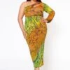 Plus Size Multi Abstract Pattern One Sleeve Midi Dress -Curve Elegance Shop 2022514 002 2