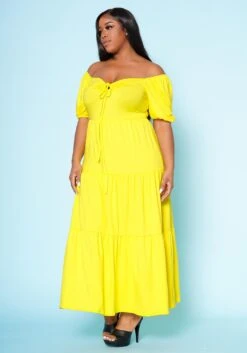 Plus Size Off Shoulder Fit & Flare Maxi Dress -Curve Elegance Shop 2022517 001 2