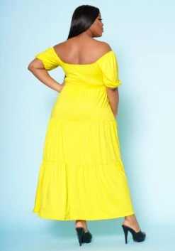 Plus Size Off Shoulder Fit & Flare Maxi Dress -Curve Elegance Shop 2022517 001 3
