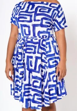 Plus Size Abstract Print Off Shoulder Flare Dress -Curve Elegance Shop 2022519 001 6