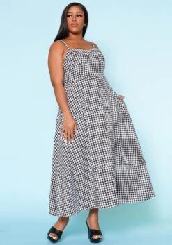 Plus Size Houndstooth Print Maxi Dress -Curve Elegance Shop 2022520 001 1