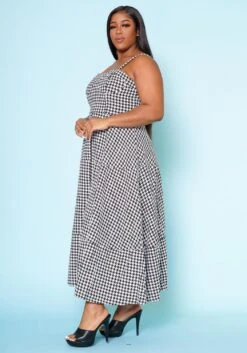 Plus Size Houndstooth Print Maxi Dress -Curve Elegance Shop 2022520 001 3