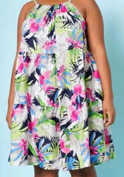 Plus Size Tropic Floral Pattern Flare Mini Dress -Curve Elegance Shop 2022523 001 5