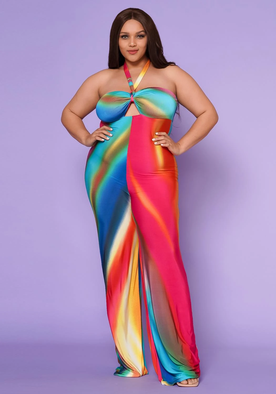 Plus Size Sunset Views Multi Print Jumpsuit 3 Plus Size Sunset Views Multi Print Jumpsuit