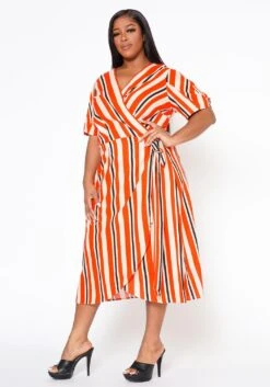 Plus Size Puff Sleeve Wrap Dress -Curve Elegance Shop 2022548 001 3