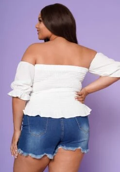 Plus Size Off Shoulder Ruffle Trim Top -Curve Elegance Shop 2022553 001 4