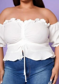 Plus Size Off Shoulder Ruffle Trim Top -Curve Elegance Shop 2022553 001 5