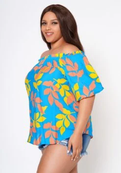 Plus Size Tropic Feels Off Shoulder Blouse -Curve Elegance Shop 2022555 001 4