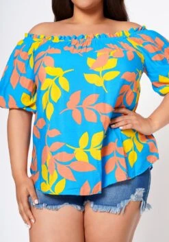 Plus Size Tropic Feels Off Shoulder Blouse -Curve Elegance Shop 2022555 001 6