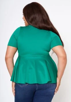 Plus Size Floral Decor Peplum Blouse -Curve Elegance Shop 2022561 001 3