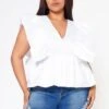 Plus Size Linen Ruffle Hem Blouse -Curve Elegance Shop 2022587 001 1
