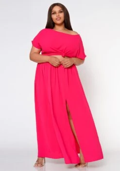 Plus Size Sincere Crop Blouse & Flare Maxi Skirt Set -Curve Elegance Shop 2022594 002 1