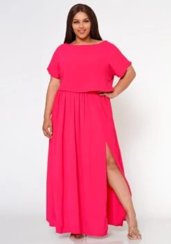 Plus Size Sincere Crop Blouse & Flare Maxi Skirt Set -Curve Elegance Shop 2022594 002 2