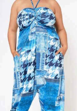 Plus Size Patchwork Denim Print Harem Jumpsuit -Curve Elegance Shop 2022595 001 5