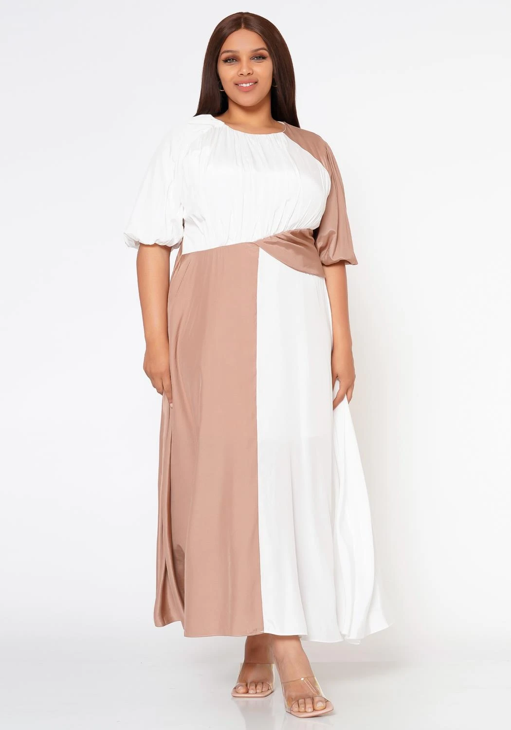 Plus Size Color Splice Fit & Flare Maxi Dress 4 Plus Size Color Splice Fit & Flare Maxi Dress - Image 2