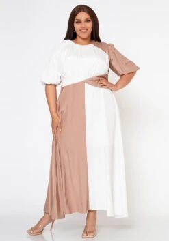 Plus Size Color Splice Fit & Flare Maxi Dress 10 Plus Size Color Splice Fit & Flare Maxi Dress -Curve Elegance Shop 2022602 001 1